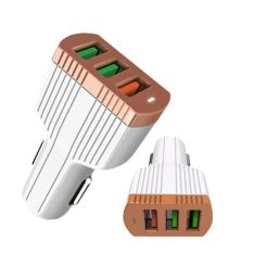 شارژر فندکی الدینیو مدل C702Q دارای 3 پورت فست شارژ با کابل میکرو USB و Type-C
